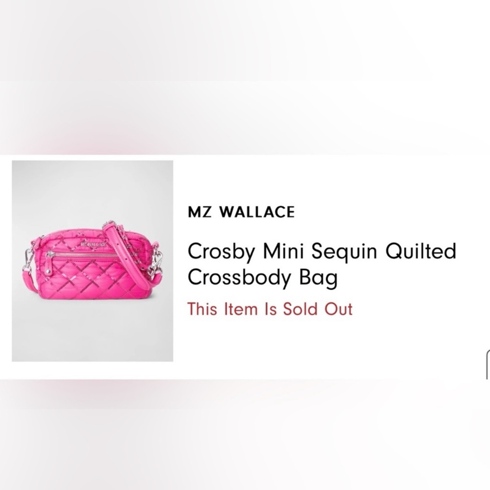 NWT MZ Wallace Mini Sequin Pink Quilted Crossbody Bag - Picture 3 of 9